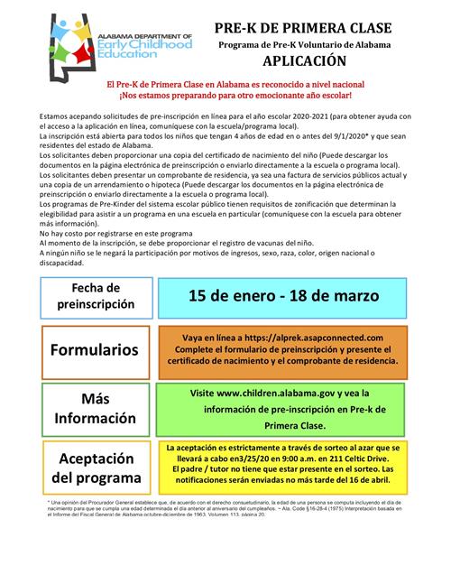 Preregistration flyer spanish Preregistration flyer spanish